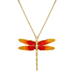 1928 Jewelry&reg; Gold-Tone Orange Enamel Dragonfly Pendant Necklace 16"Adj.