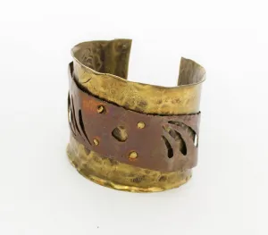 1980s Brutalist Bracelet Metal Cuff Copper Brass Modernist