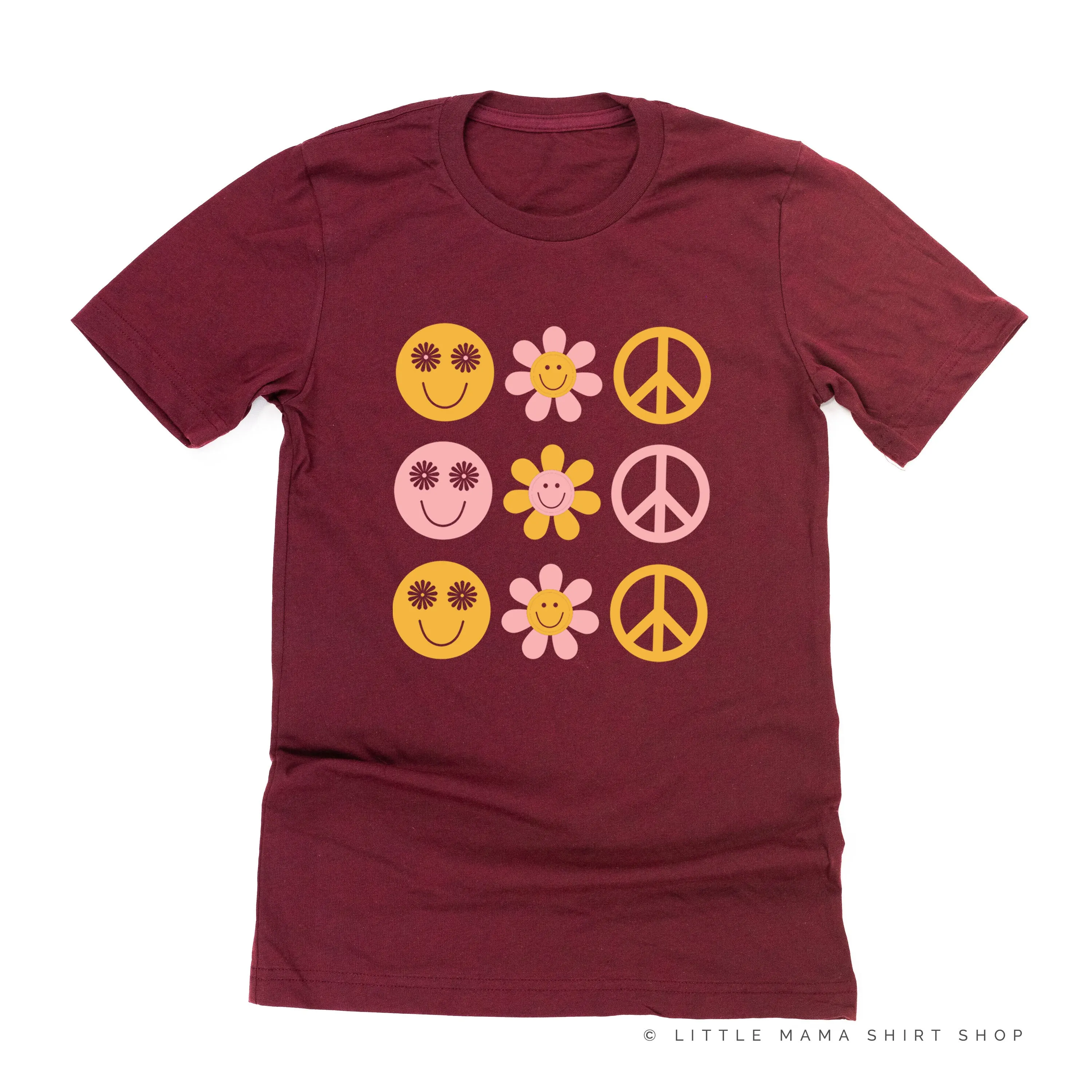 3x3 - RETRO HAPPY FLOWERS - Unisex Tee