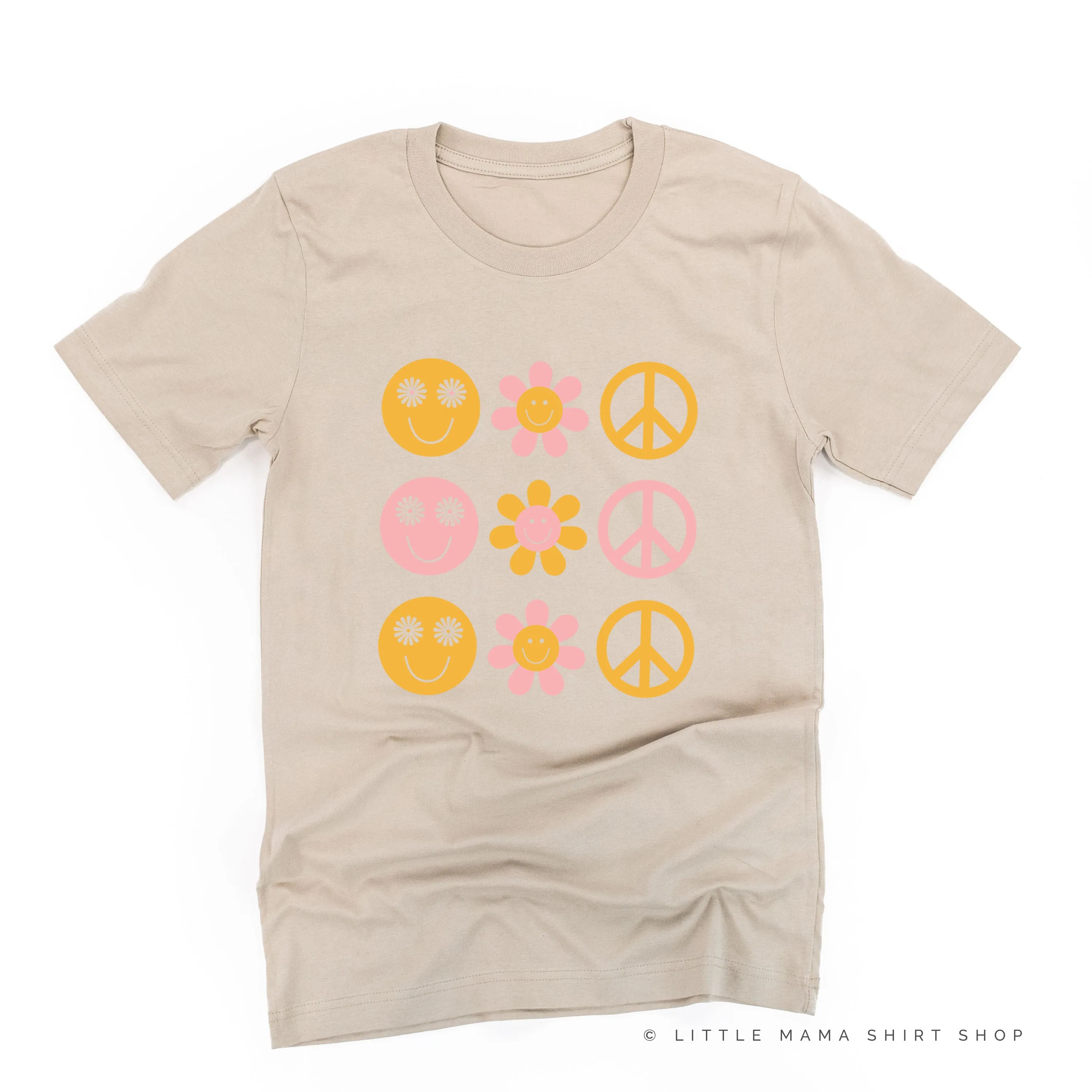 3x3 - RETRO HAPPY FLOWERS - Unisex Tee