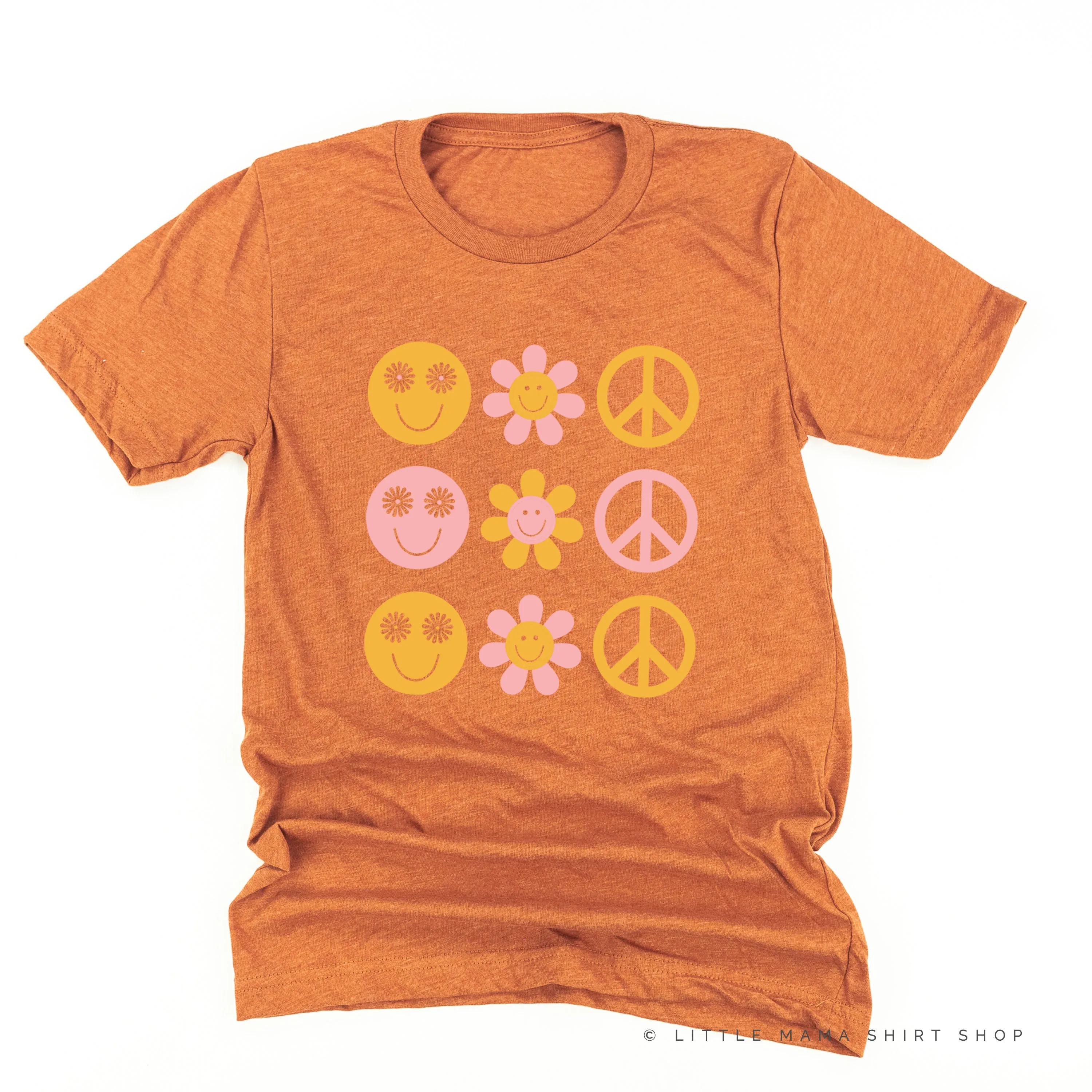 3x3 - RETRO HAPPY FLOWERS - Unisex Tee