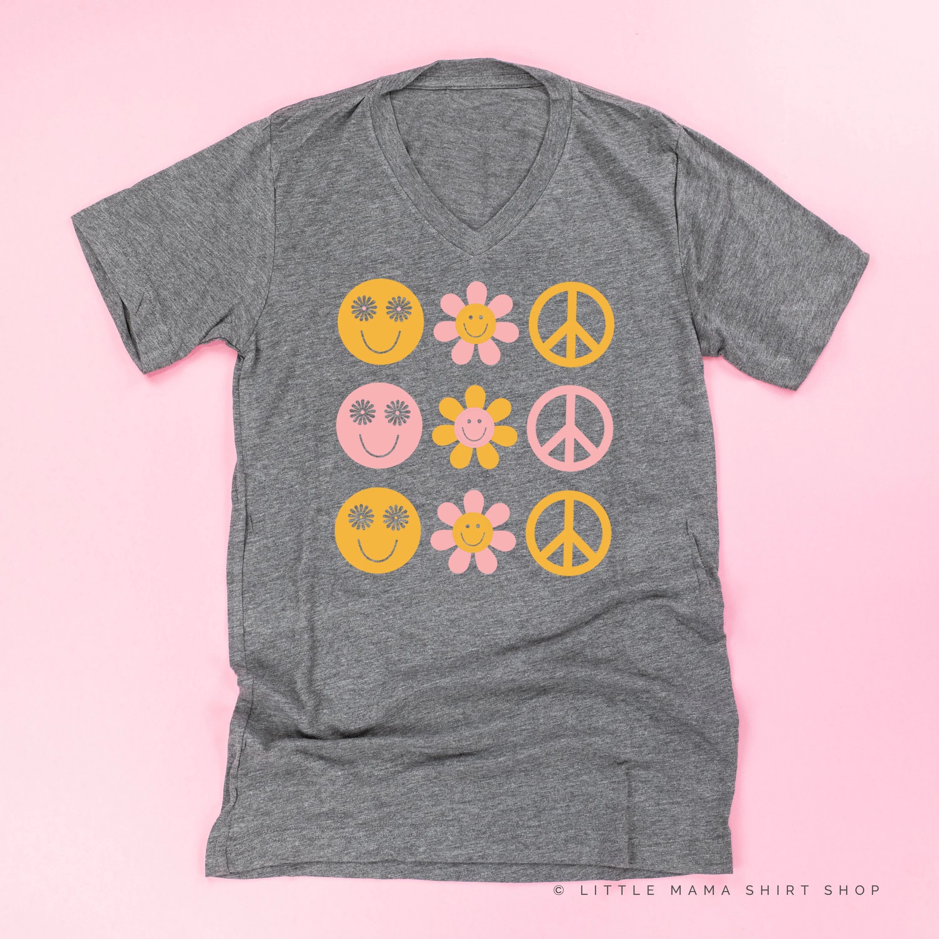 3x3 - RETRO HAPPY FLOWERS - Unisex Tee