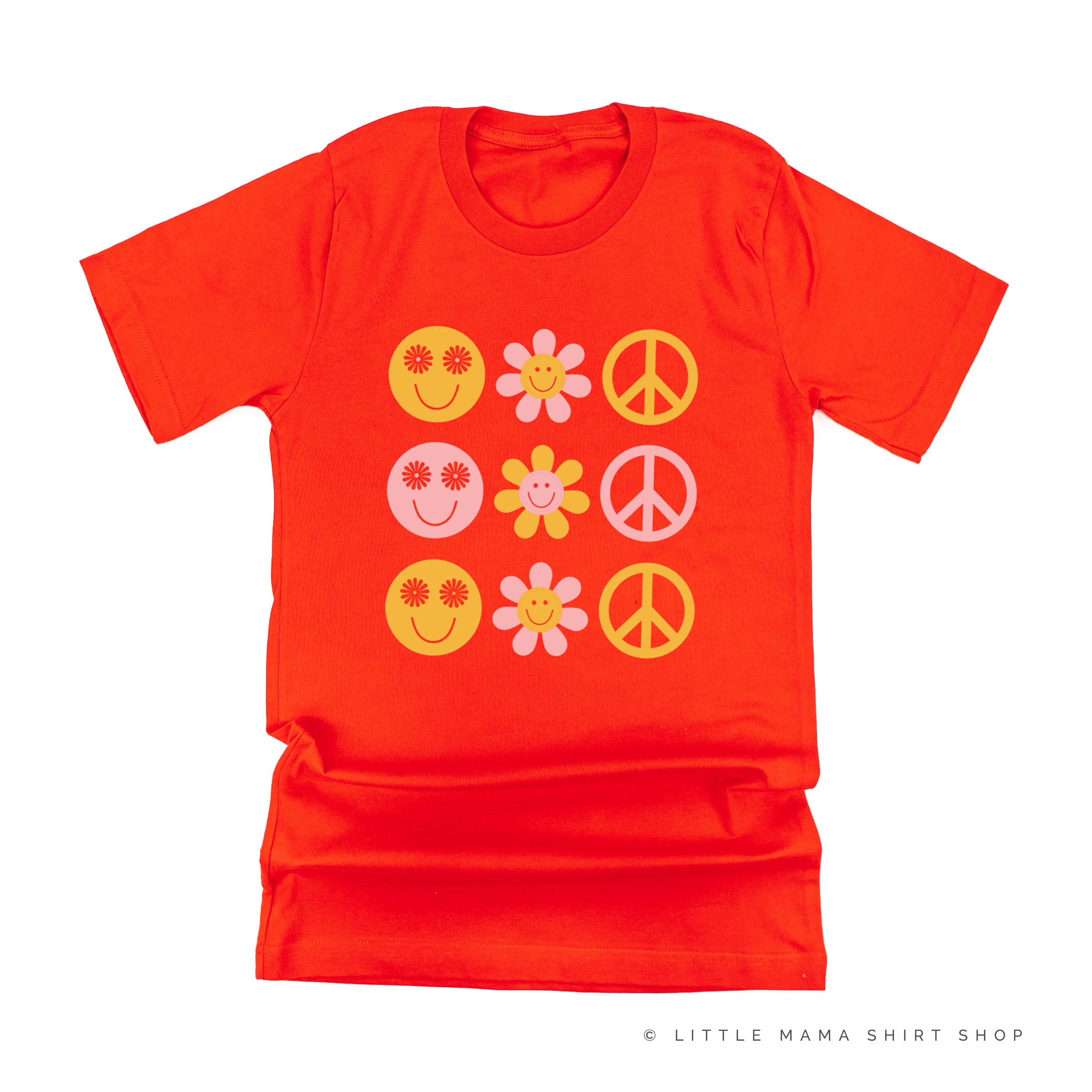 3x3 - RETRO HAPPY FLOWERS - Unisex Tee