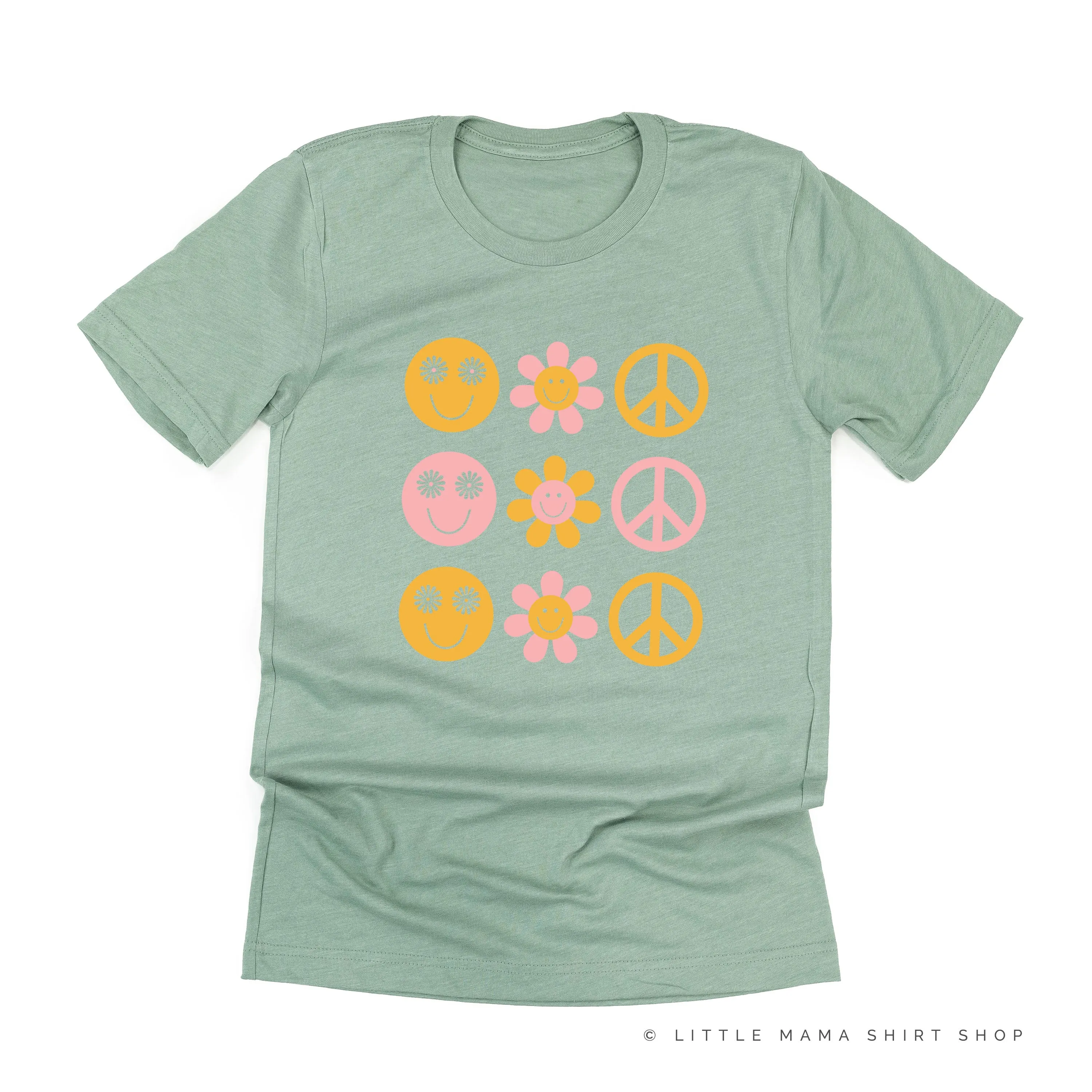 3x3 - RETRO HAPPY FLOWERS - Unisex Tee