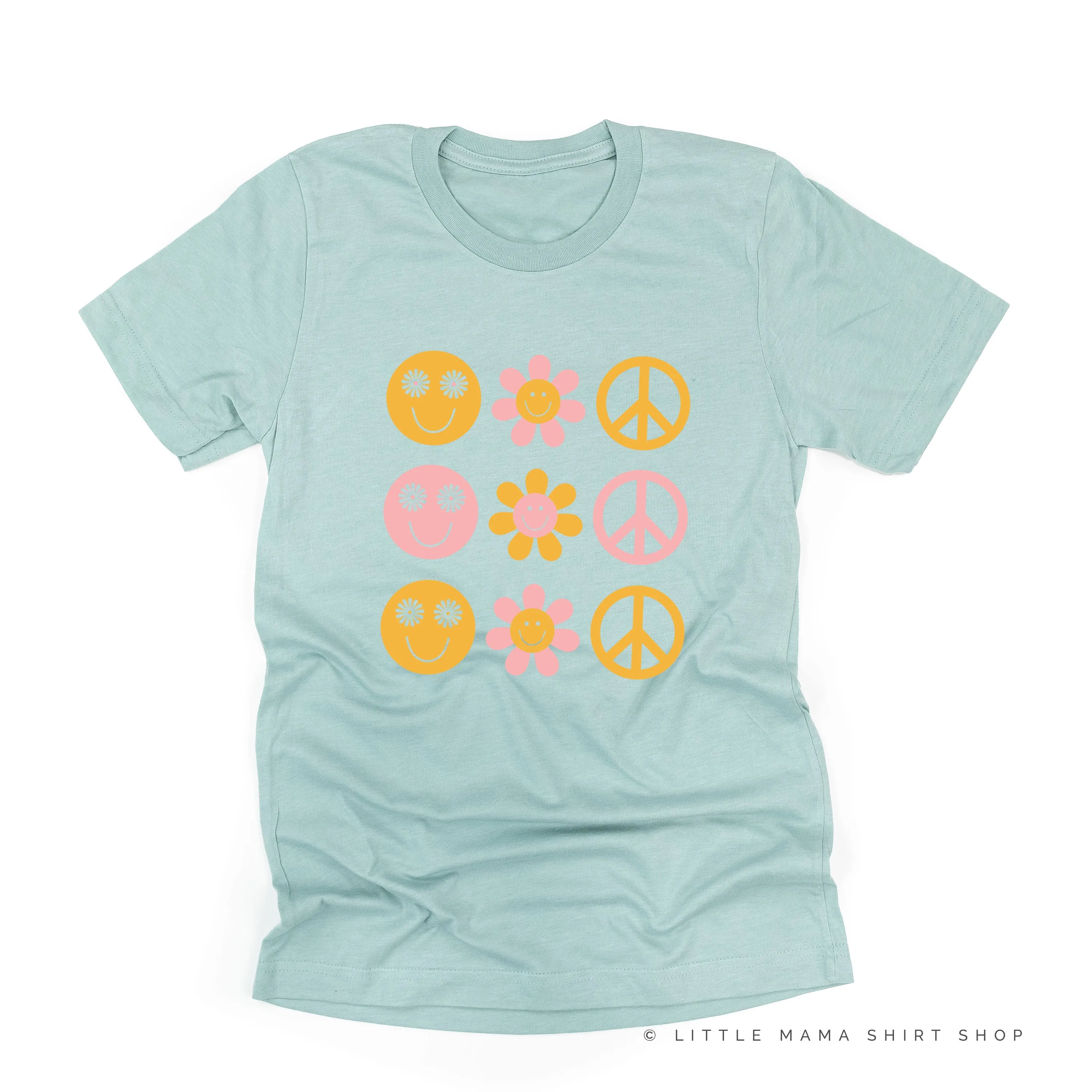 3x3 - RETRO HAPPY FLOWERS - Unisex Tee