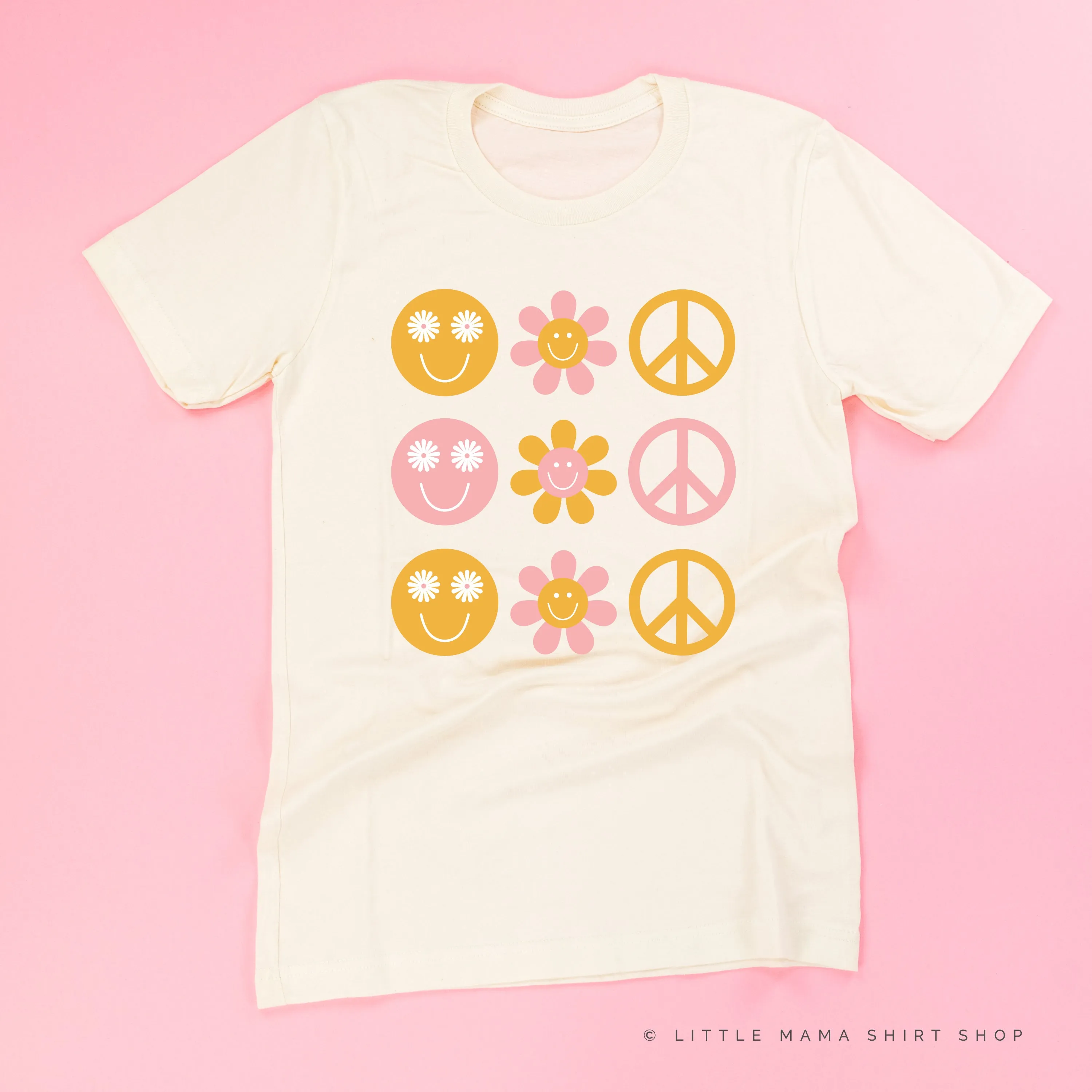 3x3 - RETRO HAPPY FLOWERS - Unisex Tee