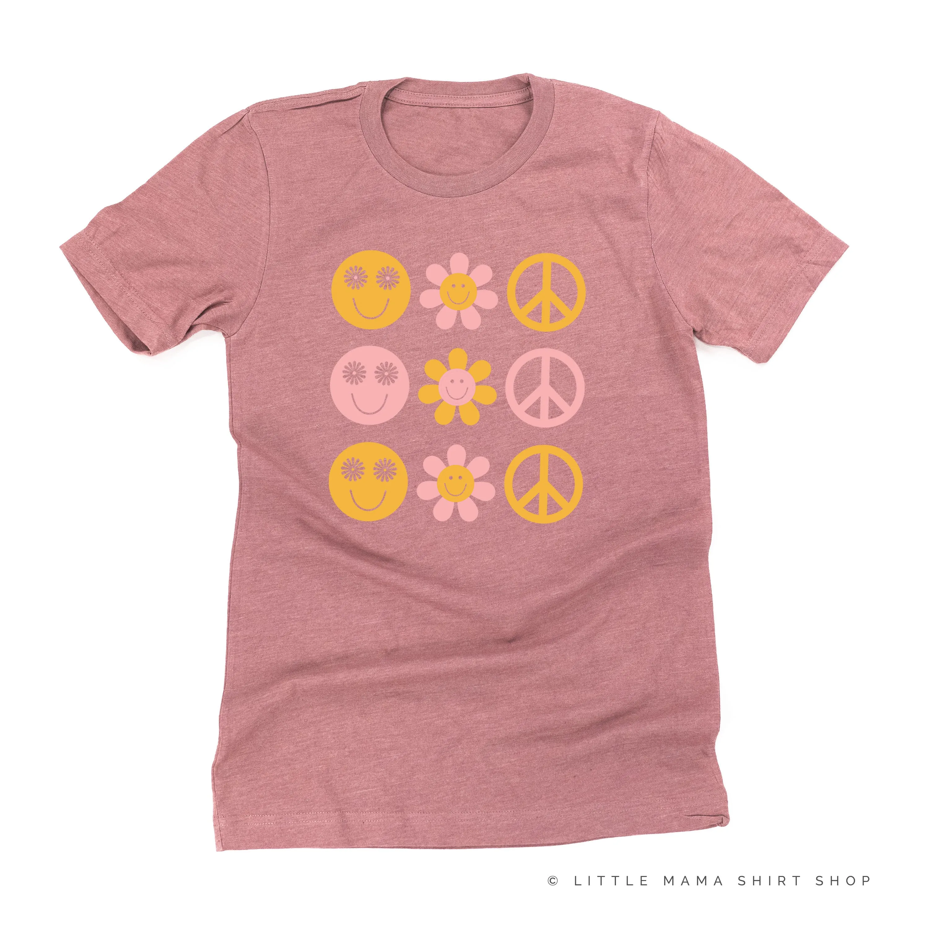 3x3 - RETRO HAPPY FLOWERS - Unisex Tee