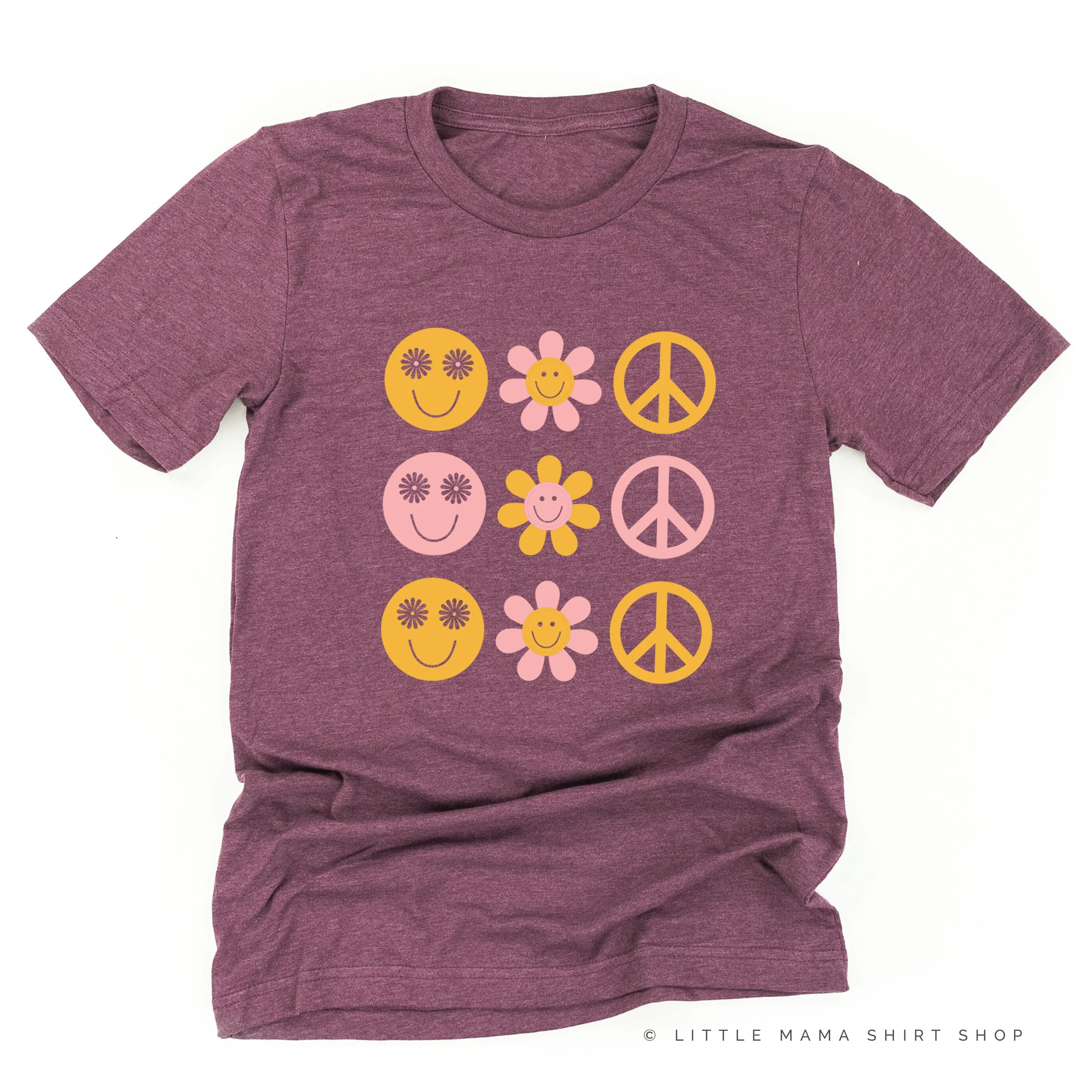 3x3 - RETRO HAPPY FLOWERS - Unisex Tee