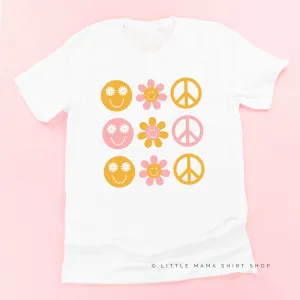 3x3 - RETRO HAPPY FLOWERS - Unisex Tee