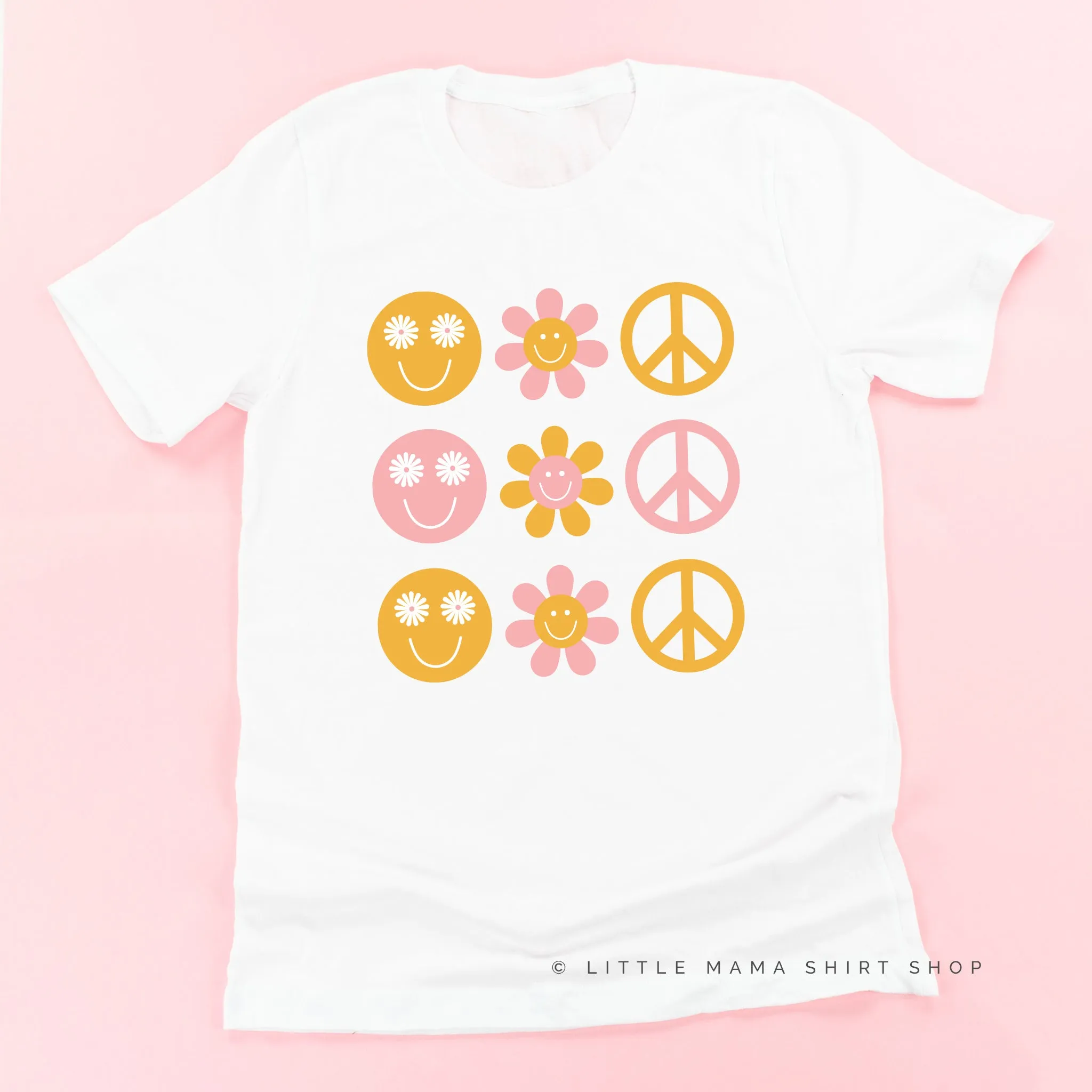 3x3 - RETRO HAPPY FLOWERS - Unisex Tee