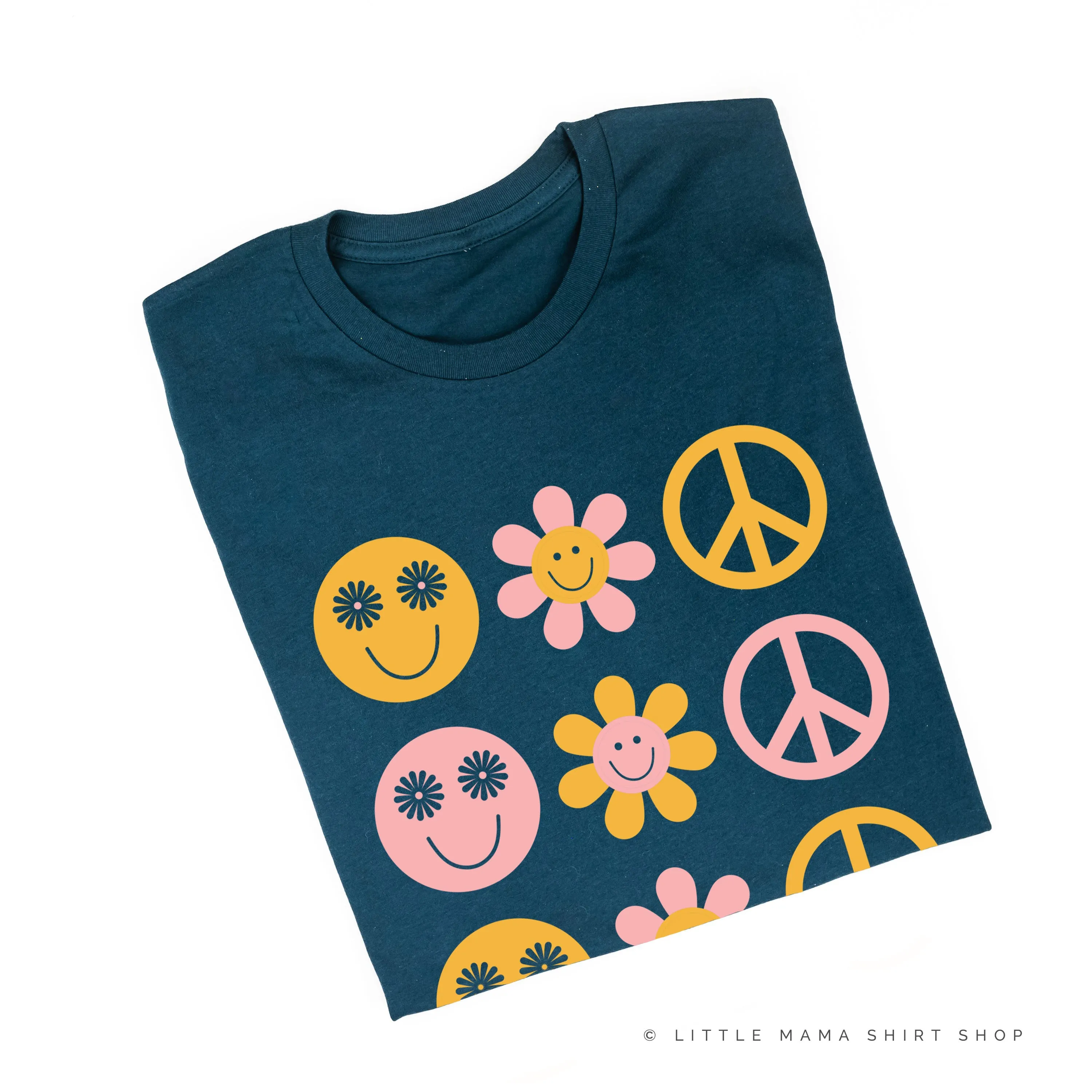 3x3 - RETRO HAPPY FLOWERS - Unisex Tee