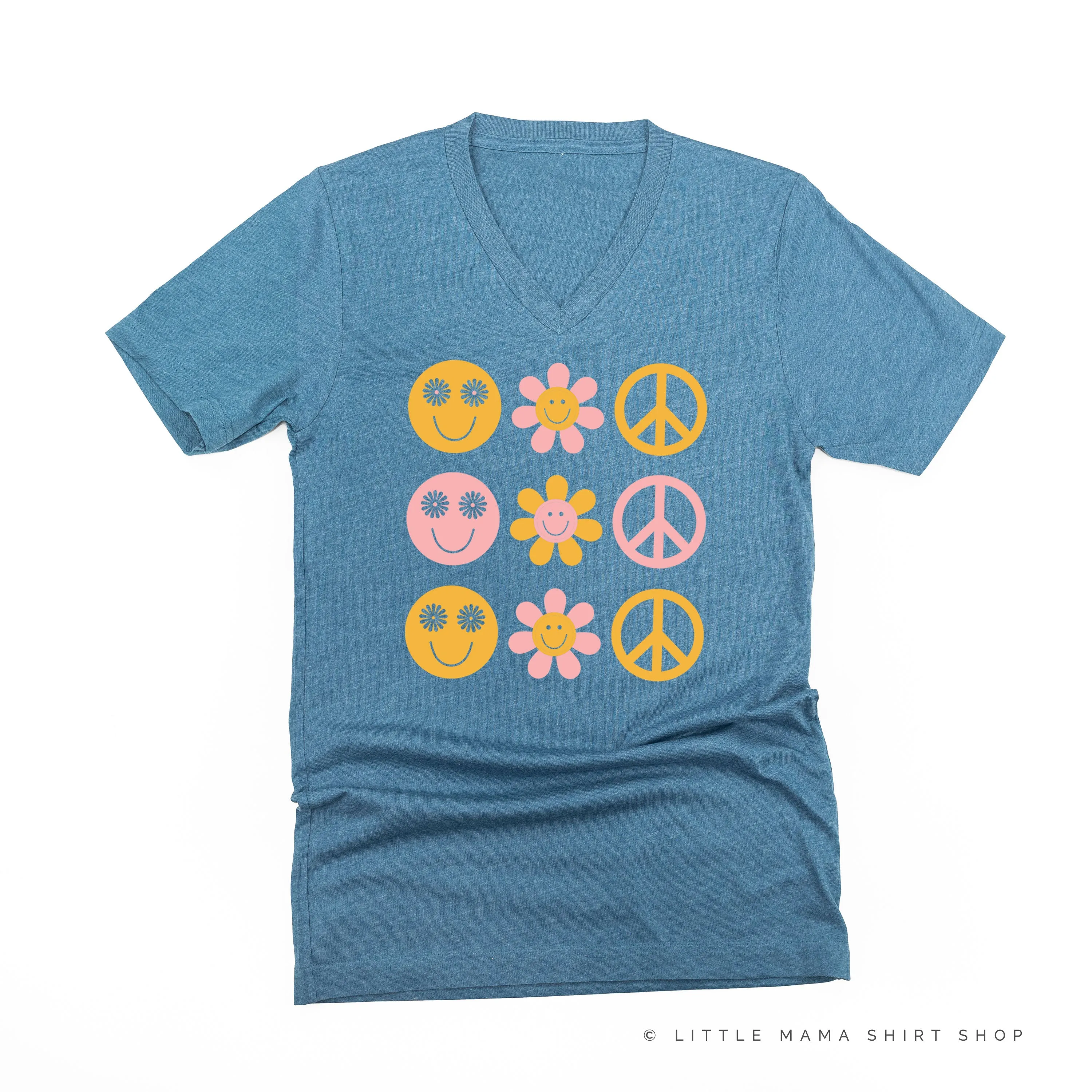 3x3 - RETRO HAPPY FLOWERS - Unisex Tee