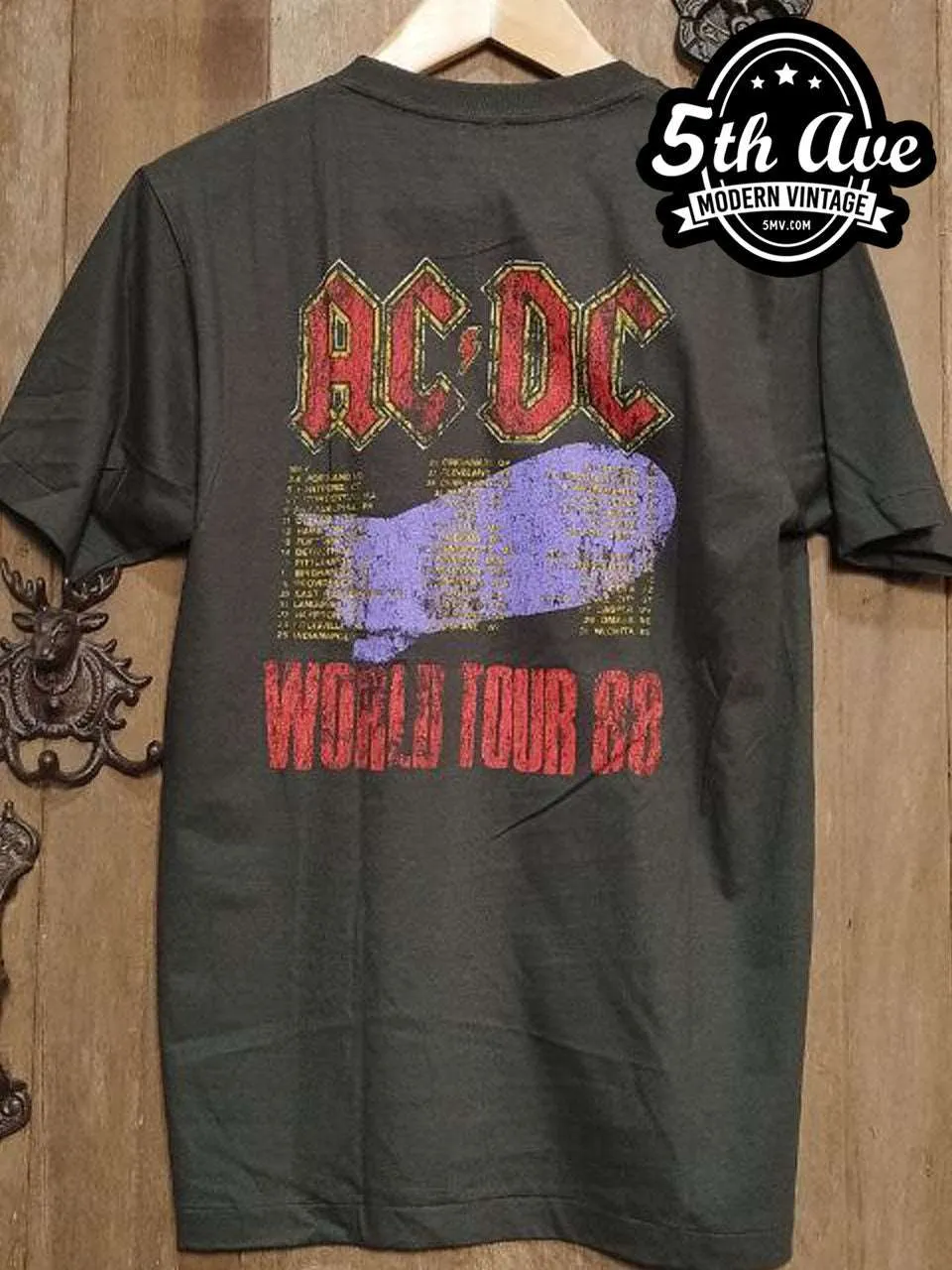 AC/DC 1988 World Tour: Unleash the Power of Rock with this Single Stitch Short Sleeve t shirt