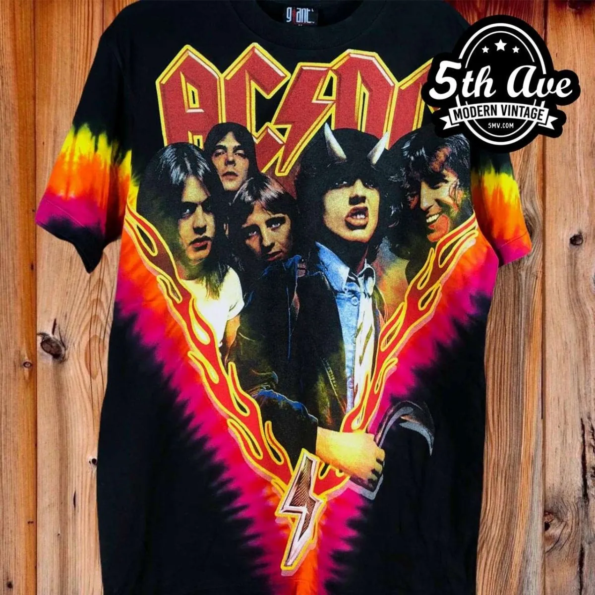 AC/DC Highway to Hell Tie Dye: Rock 'n' Roll Revival in All-Over Print Vintage t shirt