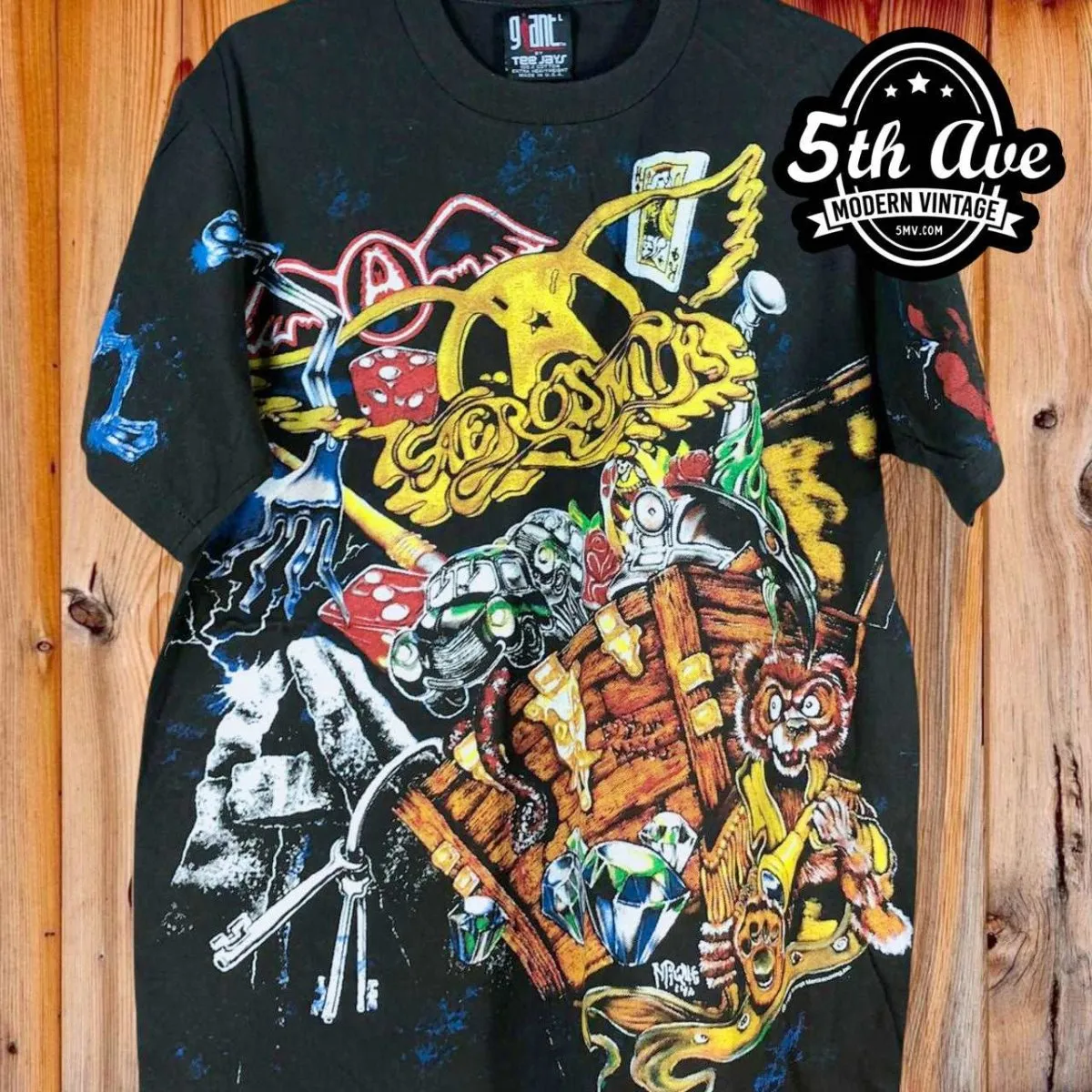 Aerosmith's Rockin' Journey: All-Over Print Single Stitch Black t shirt