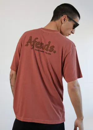 Afends Mens Rennie - Retro Fit Tee - Brick