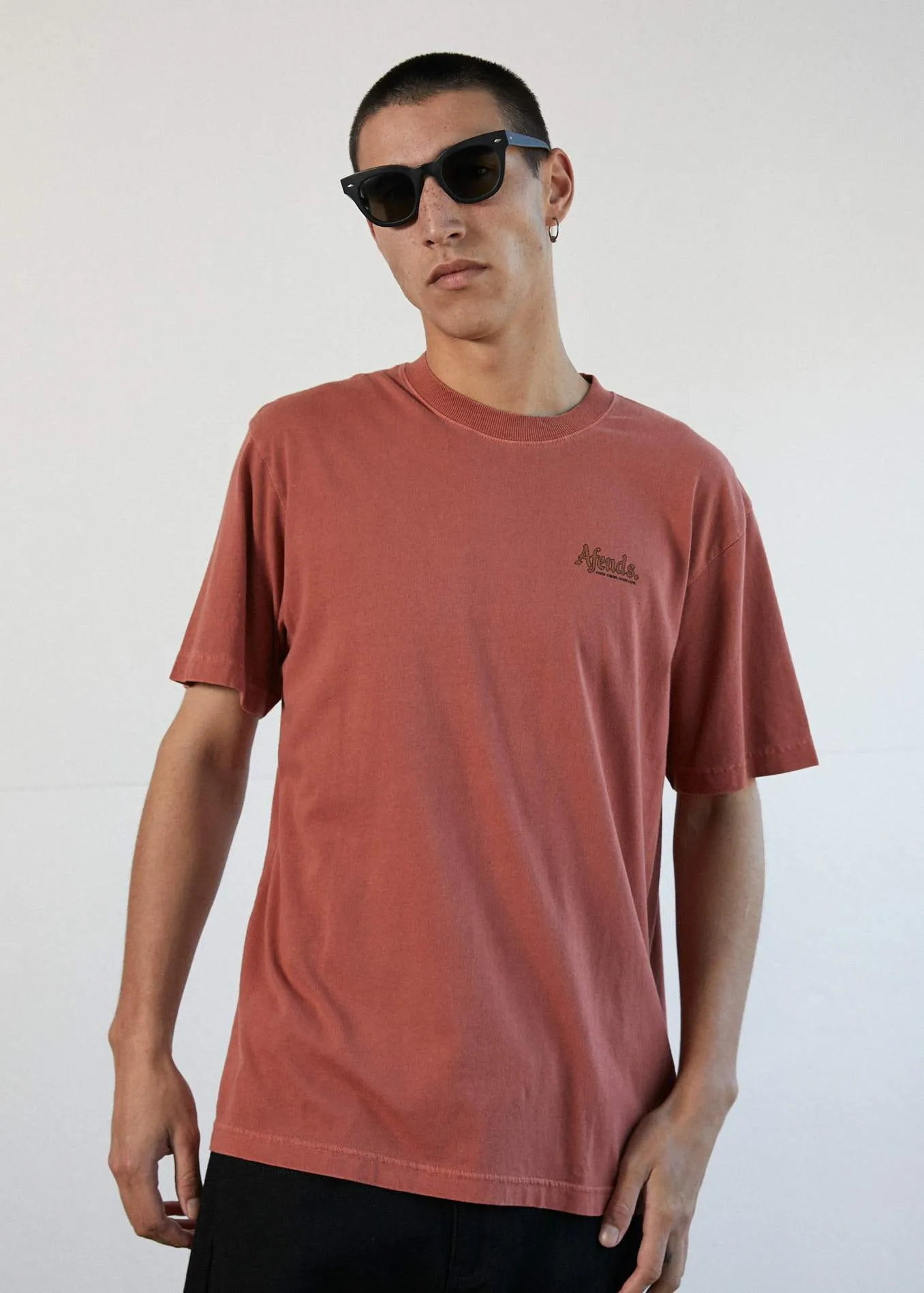 Afends Mens Rennie - Retro Fit Tee - Brick