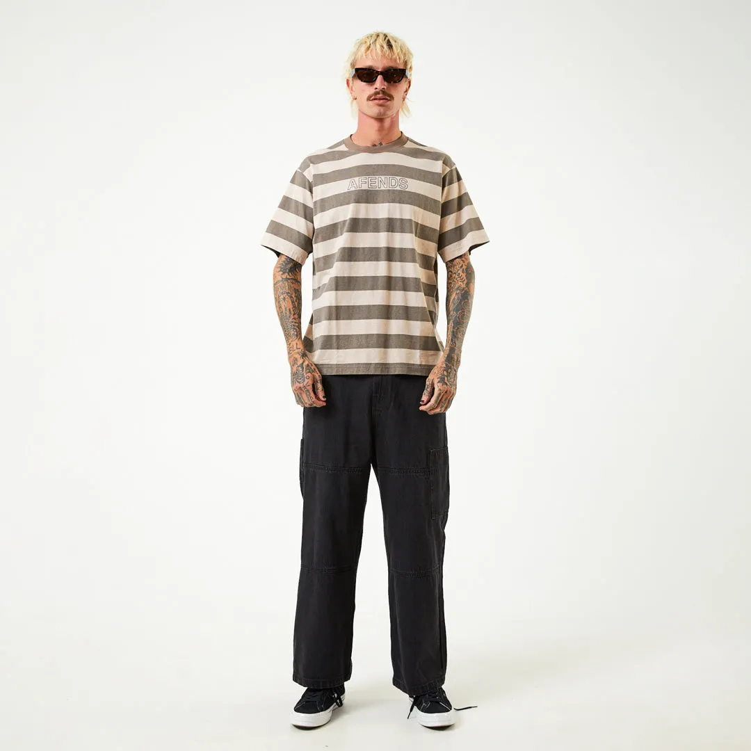 AFENDS Mens Sideline - Retro Striped T-Shirt - Beechwood