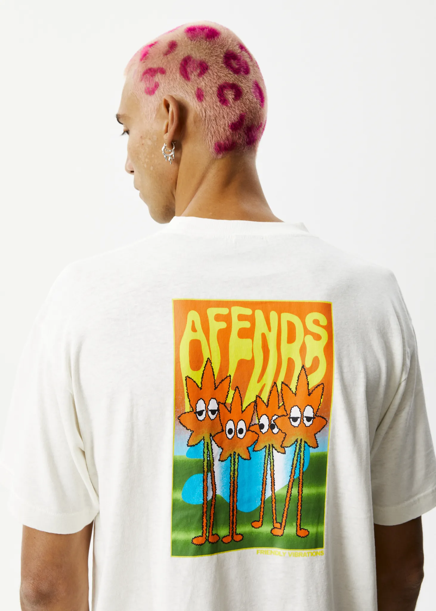 AFENDS Mens Vibrations - Boxy Graphic T-Shirt - Off White