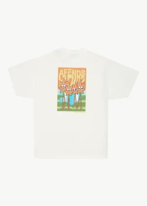 AFENDS Mens Vibrations - Boxy Graphic T-Shirt - Off White