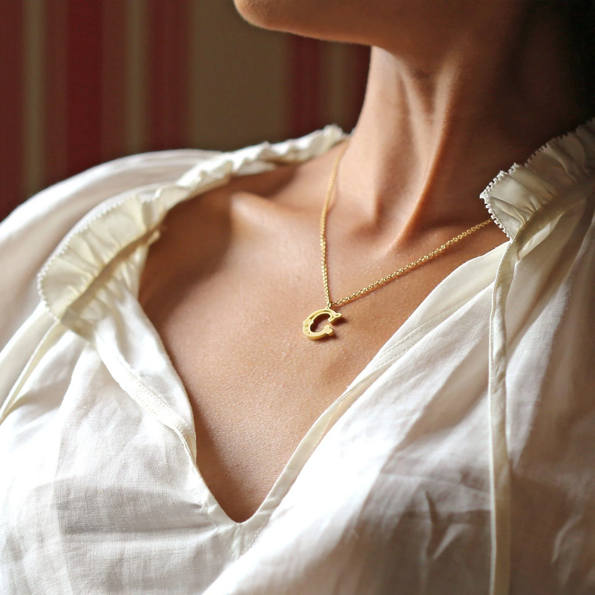 Alex Monroe 22ct Gold Vermeil Just My Type Letter C Necklace