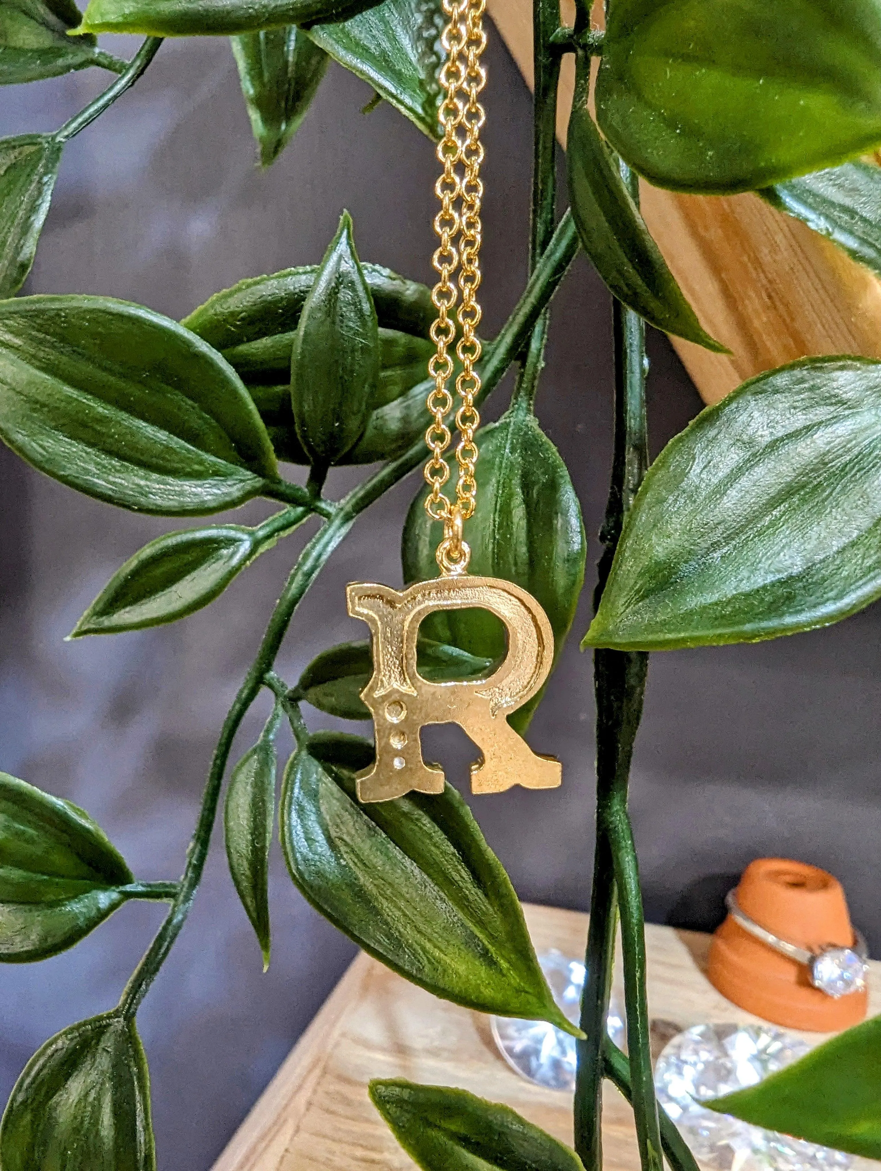 Alex Monroe 22ct Gold Vermeil Just My Type Letter R Necklace