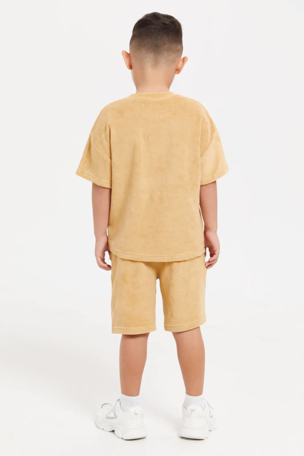 Boys Brown Towel T-Shirt And Shorts Casual Set (2 Piece)