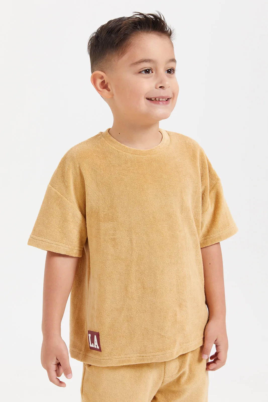 Boys Brown Towel T-Shirt And Shorts Casual Set (2 Piece)