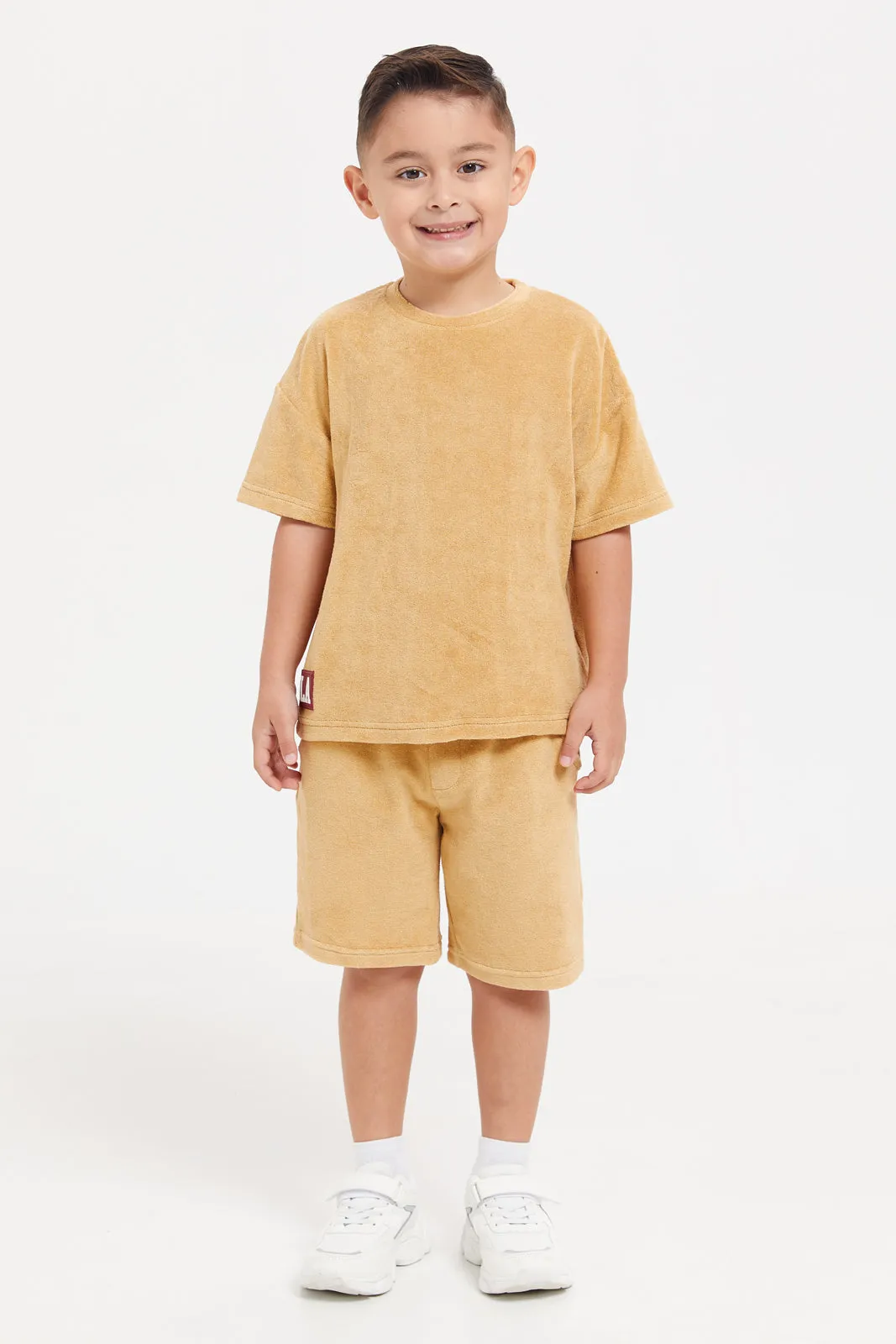 Boys Brown Towel T-Shirt And Shorts Casual Set (2 Piece)