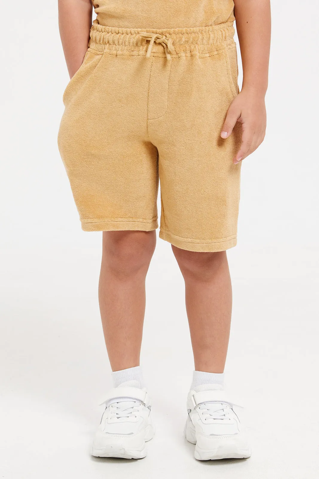 Boys Brown Towel T-Shirt And Shorts Casual Set (2 Piece)