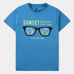 Boys Cotton Jersey T-Shirt H/S Sunset Saturday-Fjord Blue