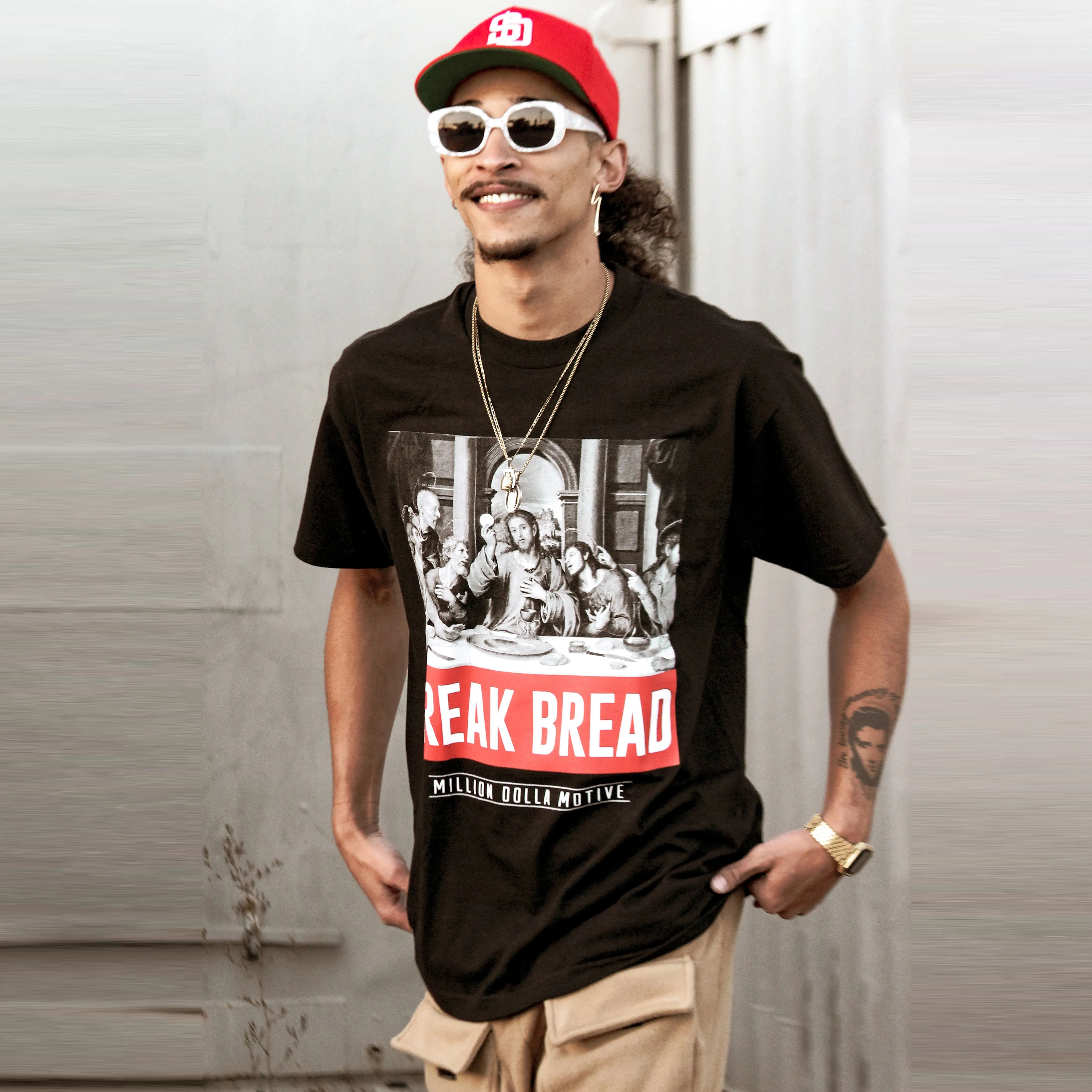 Break Bread - Red on Black T-Shirt