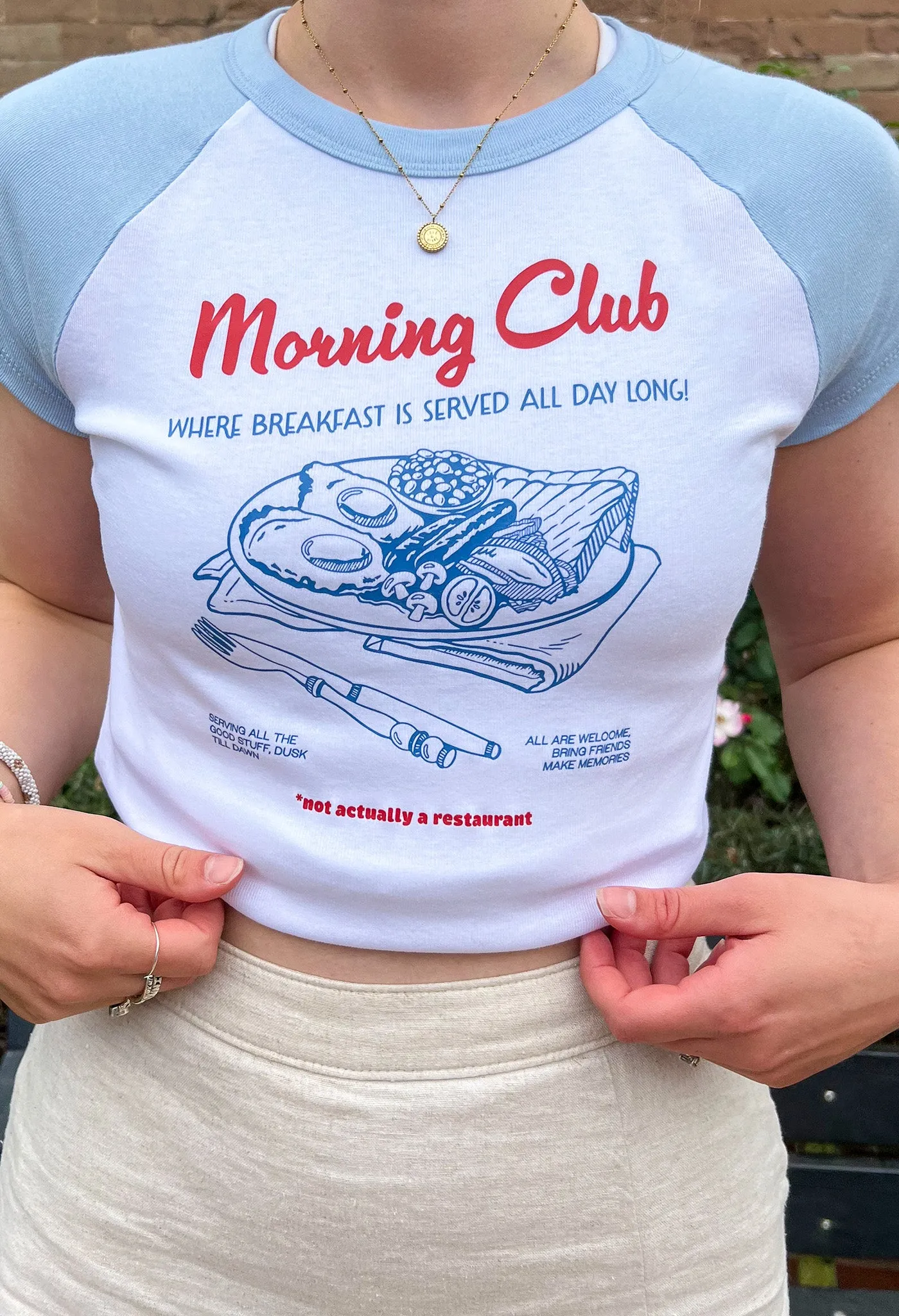 Breakfast Fry-Up Printed Micro Rib Baby Tee