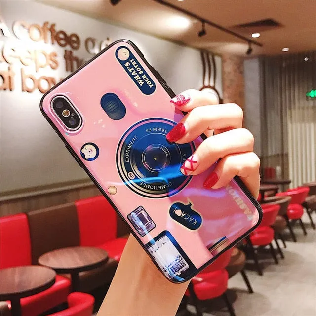 Camera Retro bracket Phone case for xiaomi redmi 6 6a 5 5plus 4 4x note5 6pro note6 retro style soft tpu cover Lanyard stand