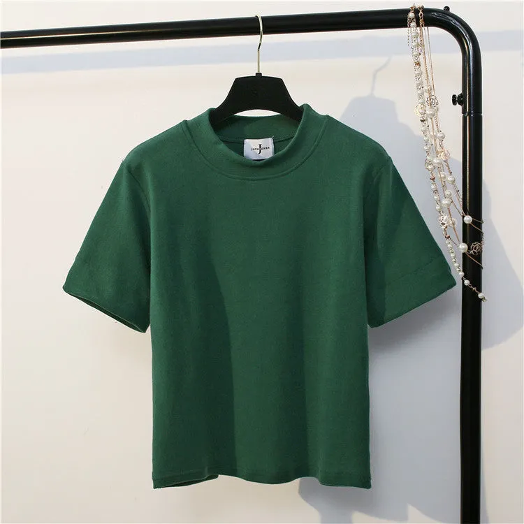 Casual Cotton Solid Color Loose Tees