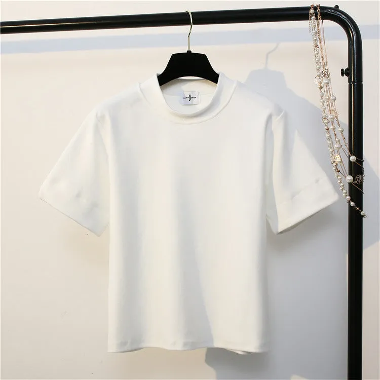 Casual Cotton Solid Color Loose Tees