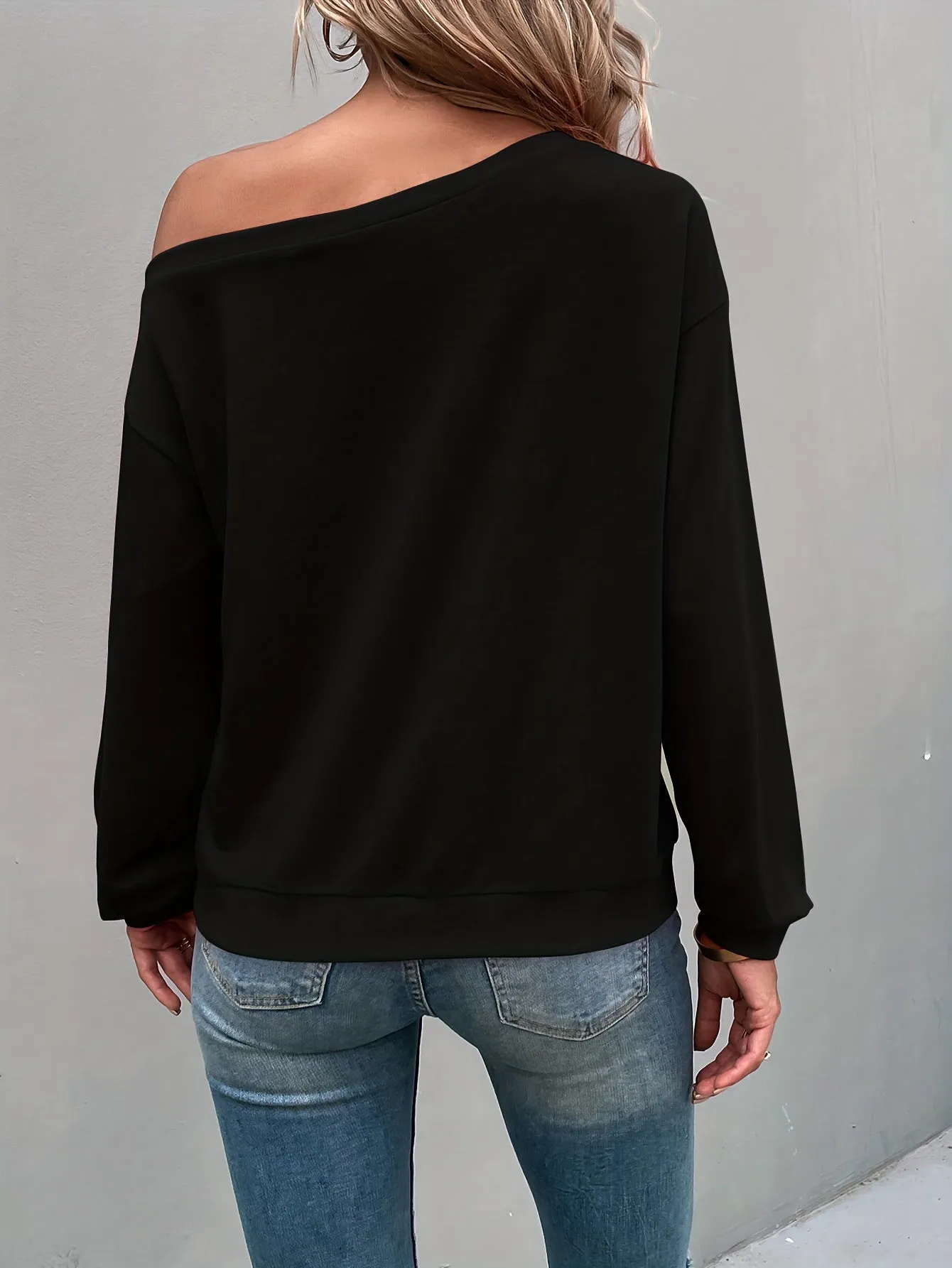 Chic One Shoulder Tee  Womens Casual Long Sleeve Shirt