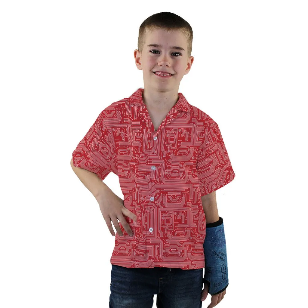 Christmas Red Computer Circuit Board Youth Hawaiian Shirt