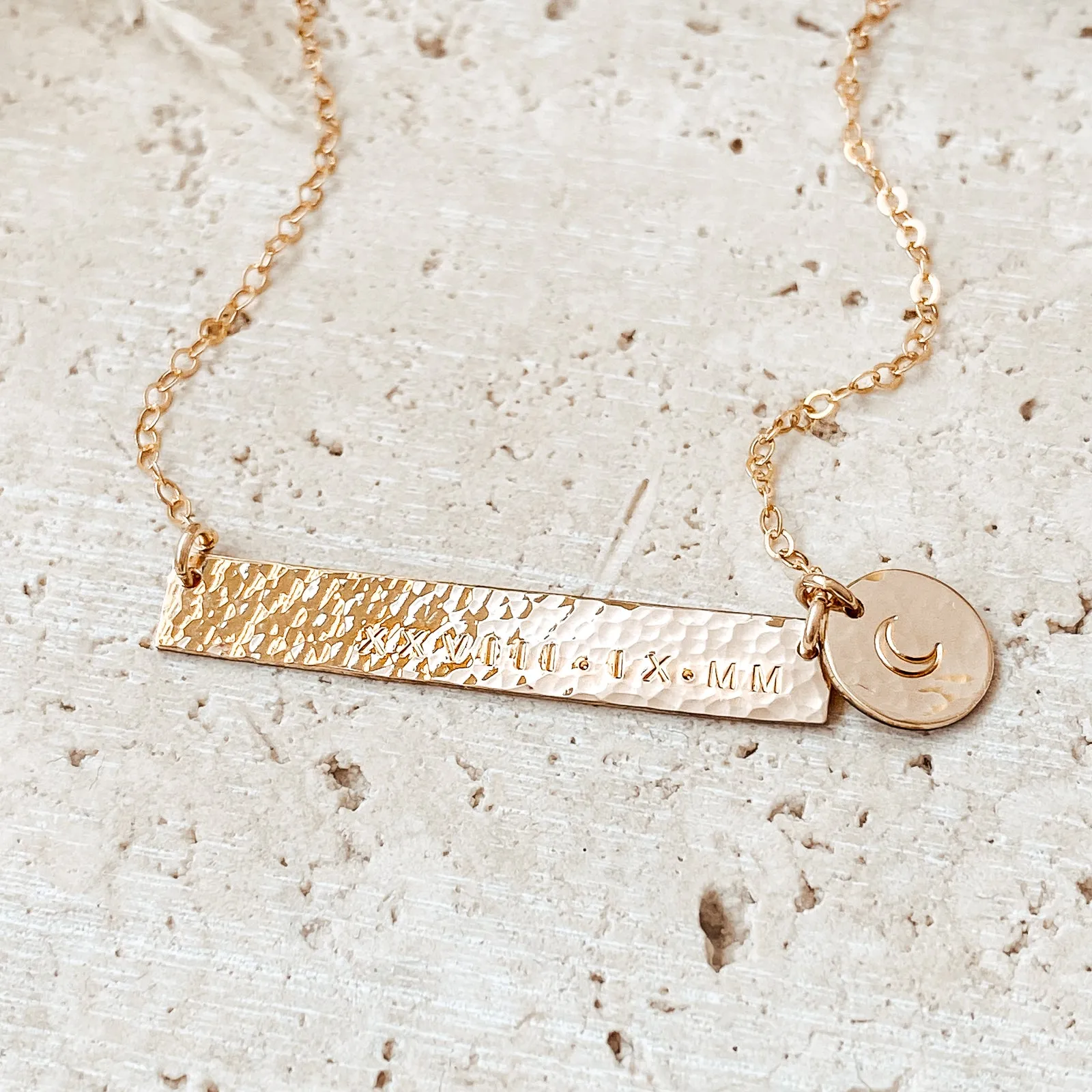 Clover • Long Bar Necklace with Small Pendant