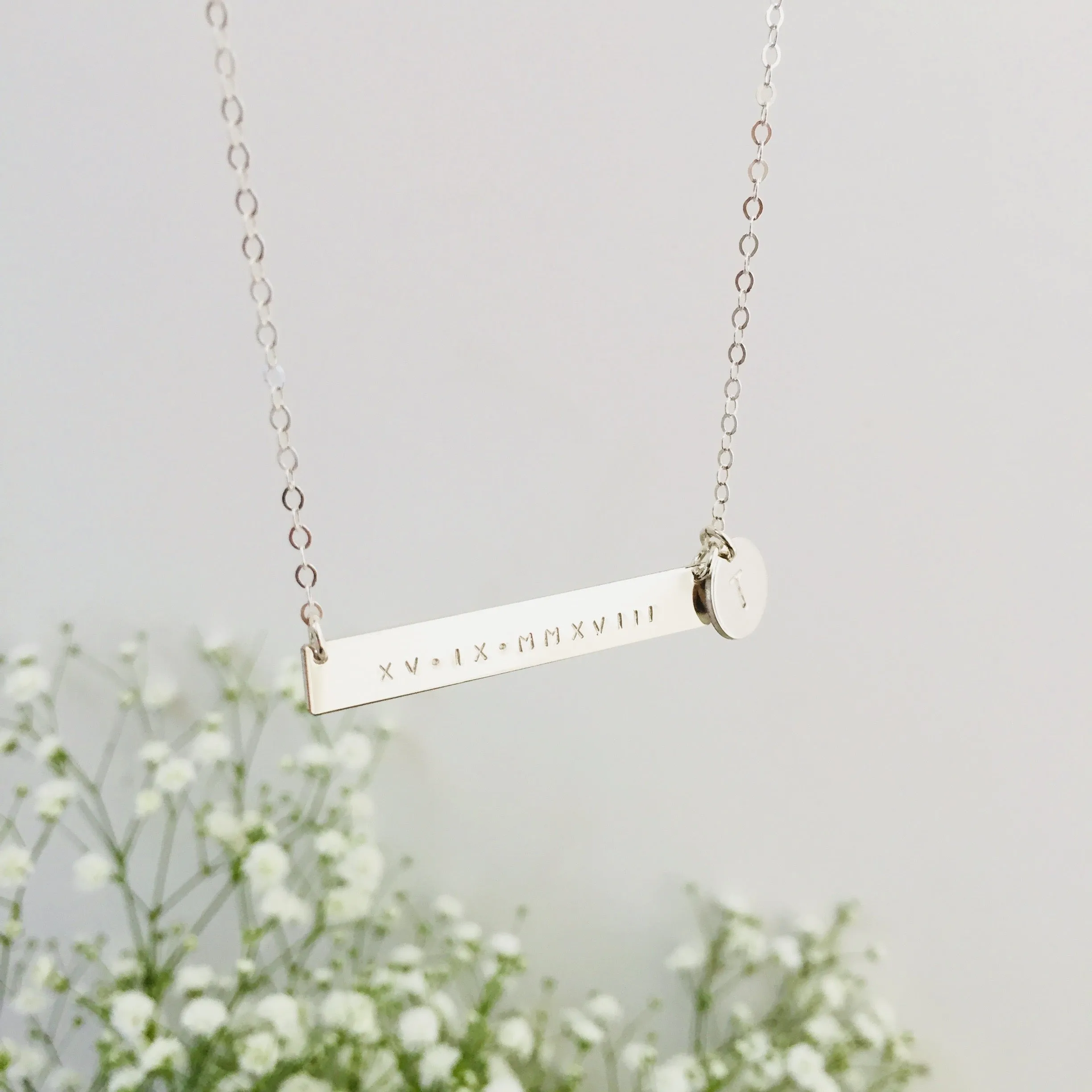 Clover • Long Bar Necklace with Small Pendant