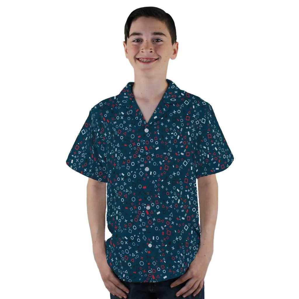 Controller Gamepad Icons Teal Video Game Youth Hawaiian Shirt