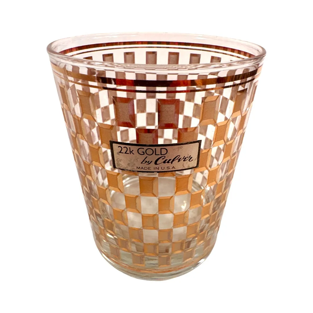 Culver Mid-Century Golden Square Double Old Fashion Glasses (Set of 4)