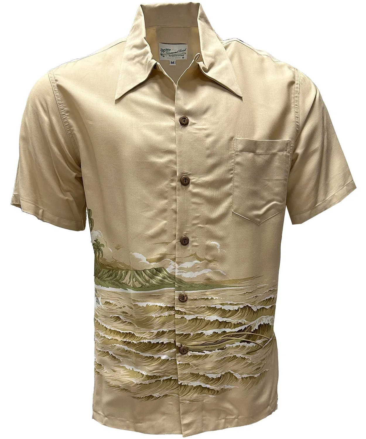 Diamond Head Canoe Khaki Hawaiian Shirt