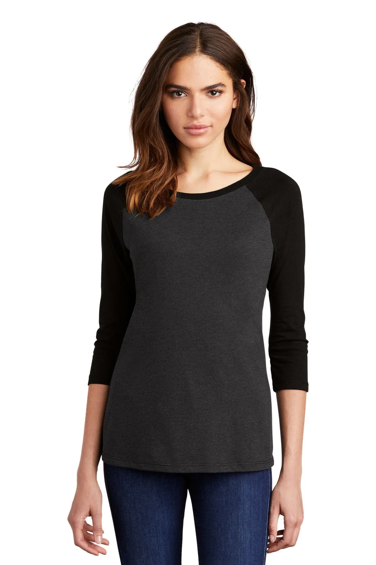 District DM136L: Women's Perfect Tri 3/4-Sleeve Raglan