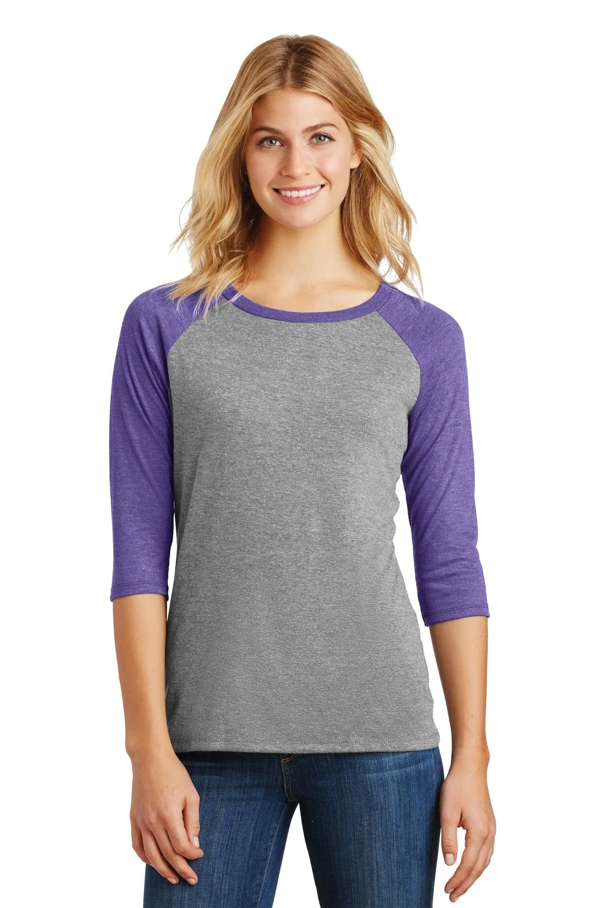 District DM136L: Women's Perfect Tri 3/4-Sleeve Raglan