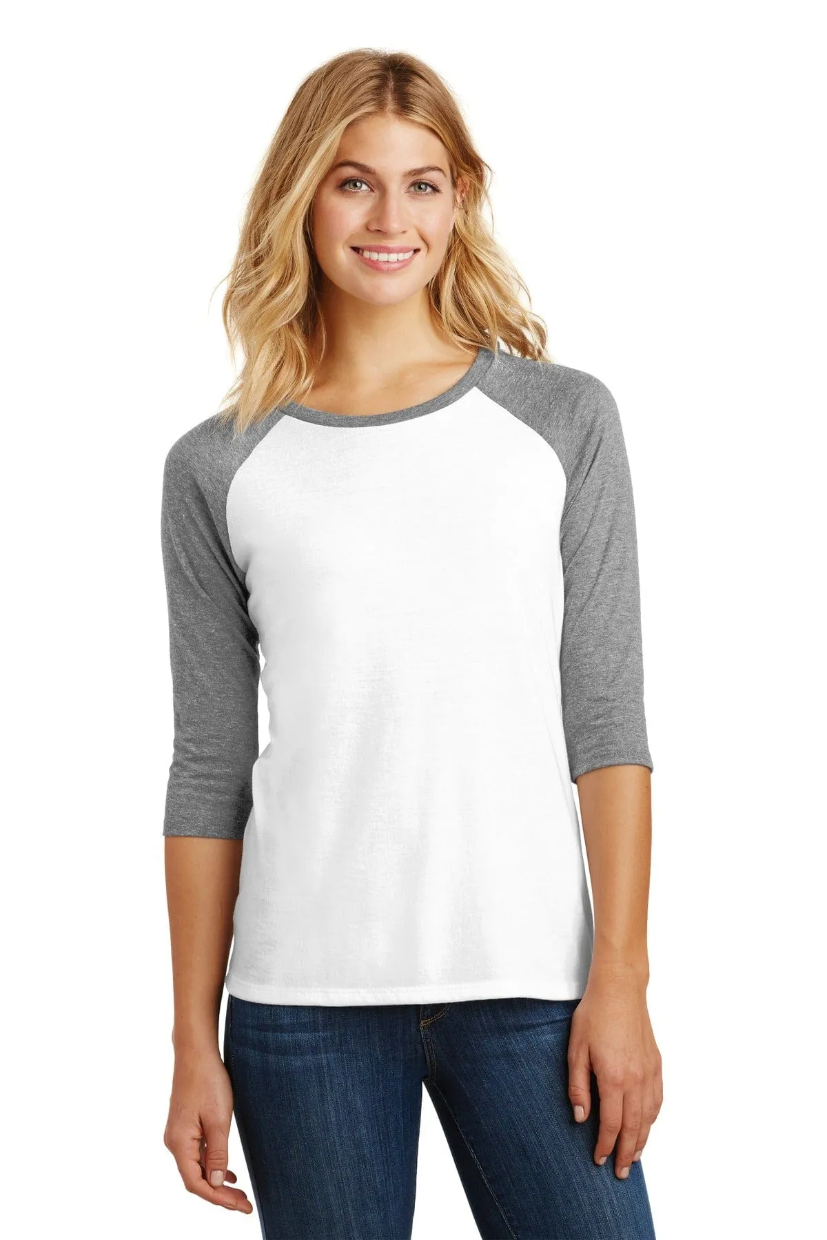 District DM136L: Women's Perfect Tri 3/4-Sleeve Raglan