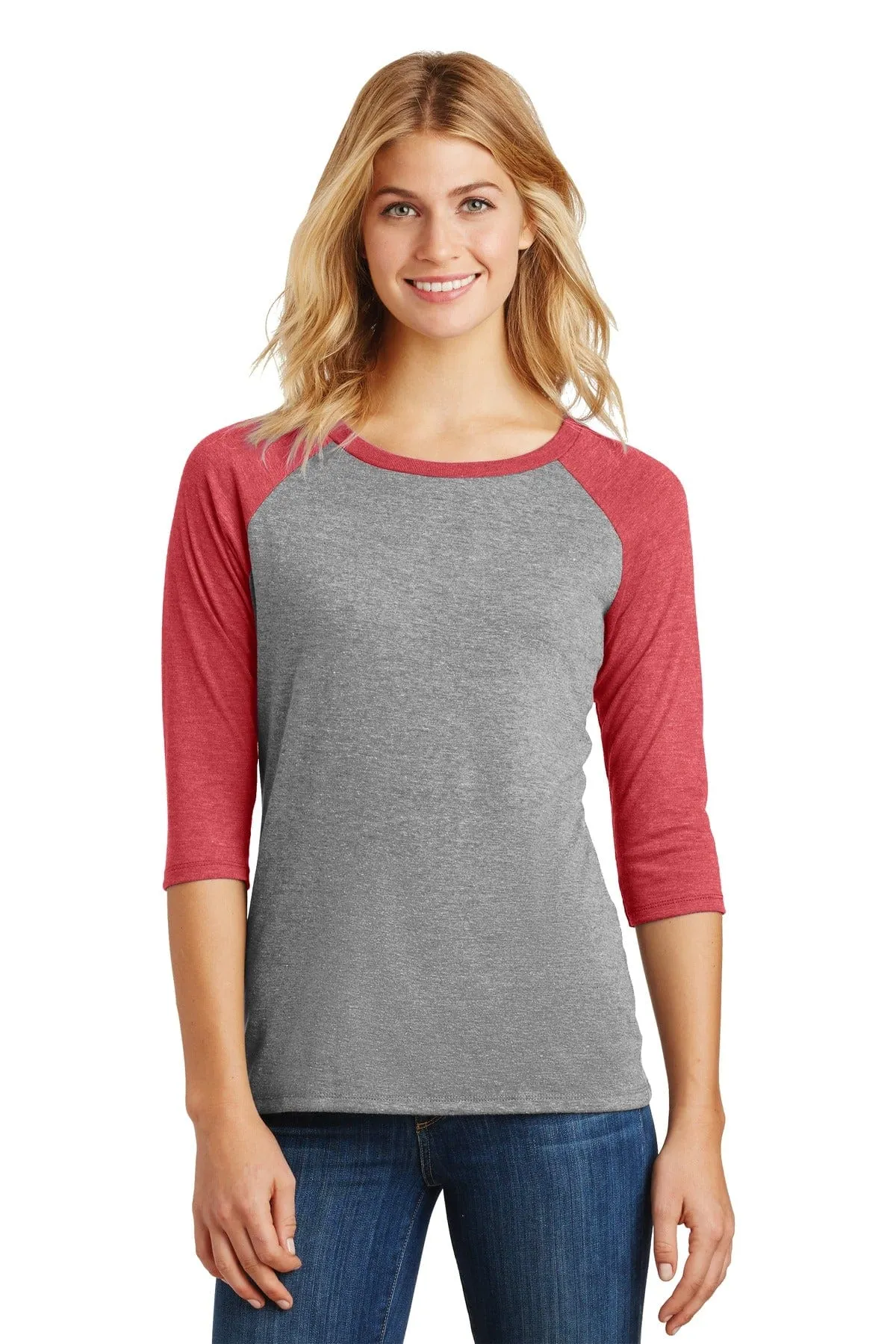 District DM136L: Women's Perfect Tri 3/4-Sleeve Raglan