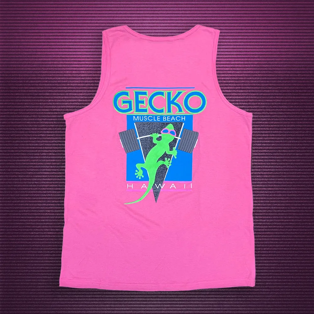 Gecko Muscle Beach - 1987 Neon Pink Tank Top