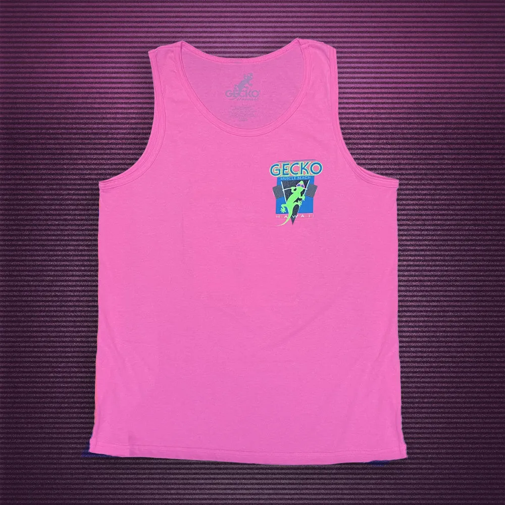 Gecko Muscle Beach - 1987 Neon Pink Tank Top