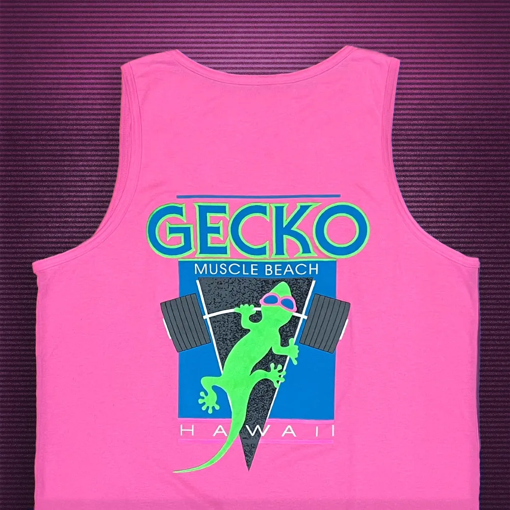 Gecko Muscle Beach - 1987 Neon Pink Tank Top